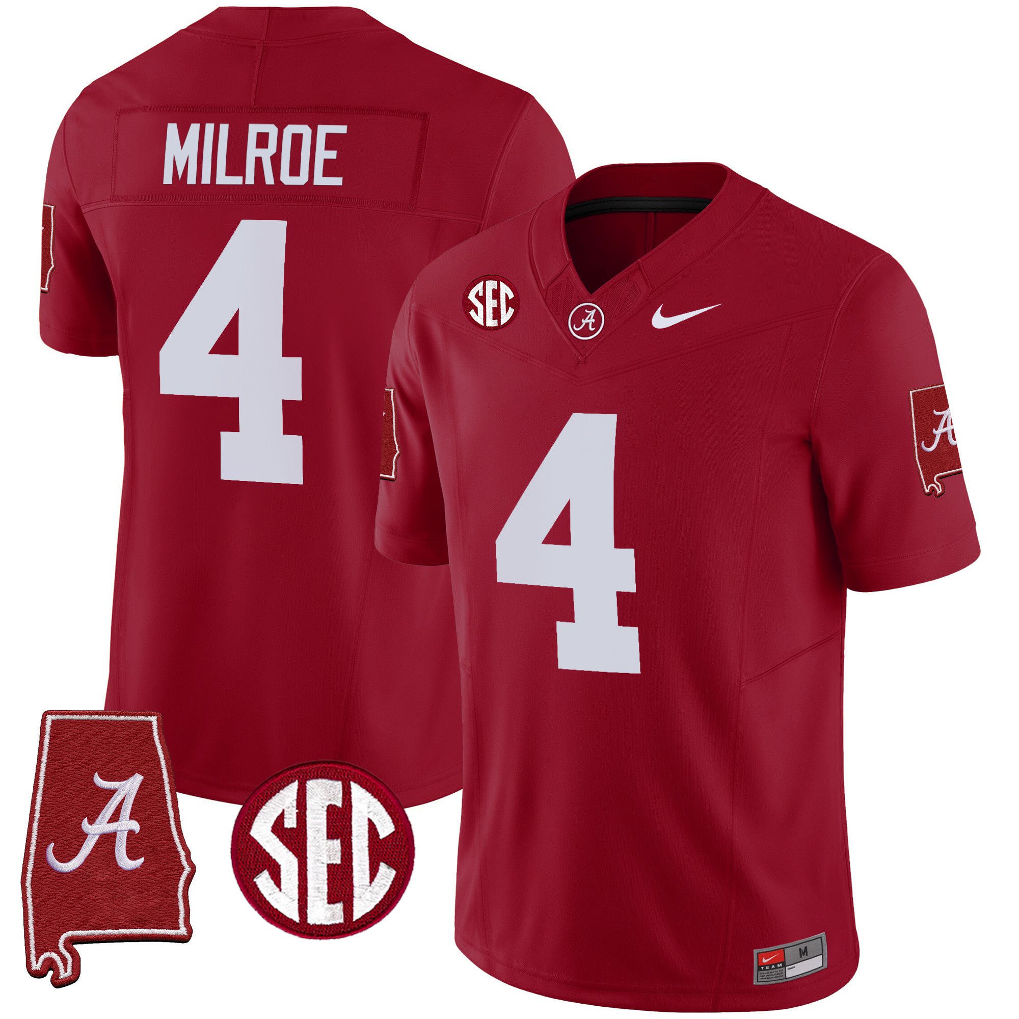 Men Alabama Crimson Tide #4 Milrow Red 2024 Nike Vapor Limited NCAA Jersey style 1